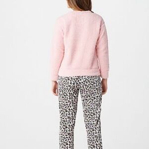 Muk Luks Faux Sherpa Top and Fleece Jogger Pant Set